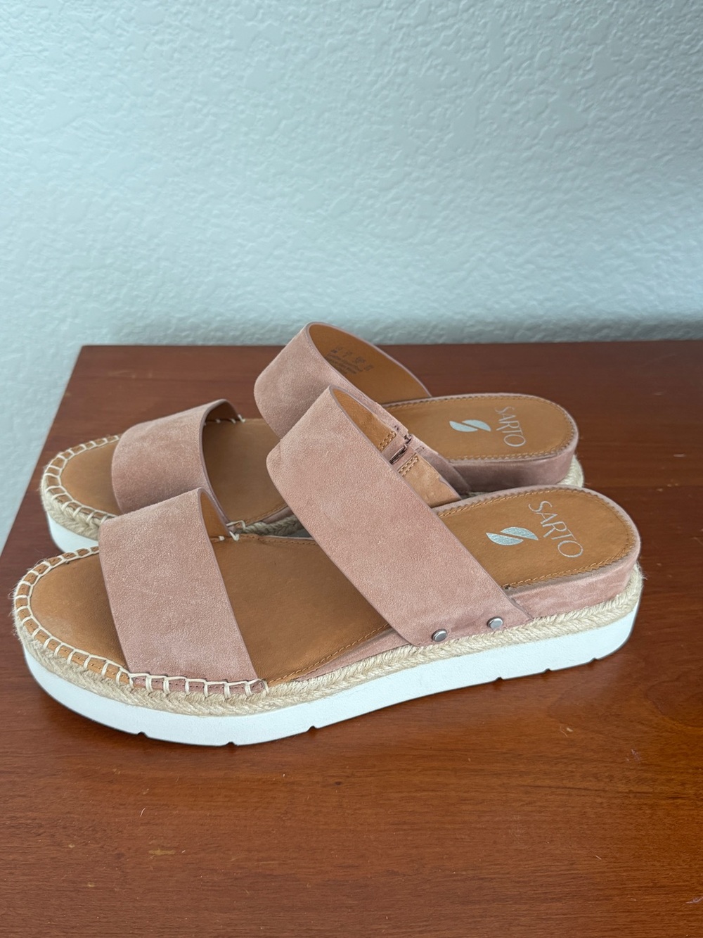 SARTO By Franco Sarto Blush Suede Dual-Strap Platform sandals